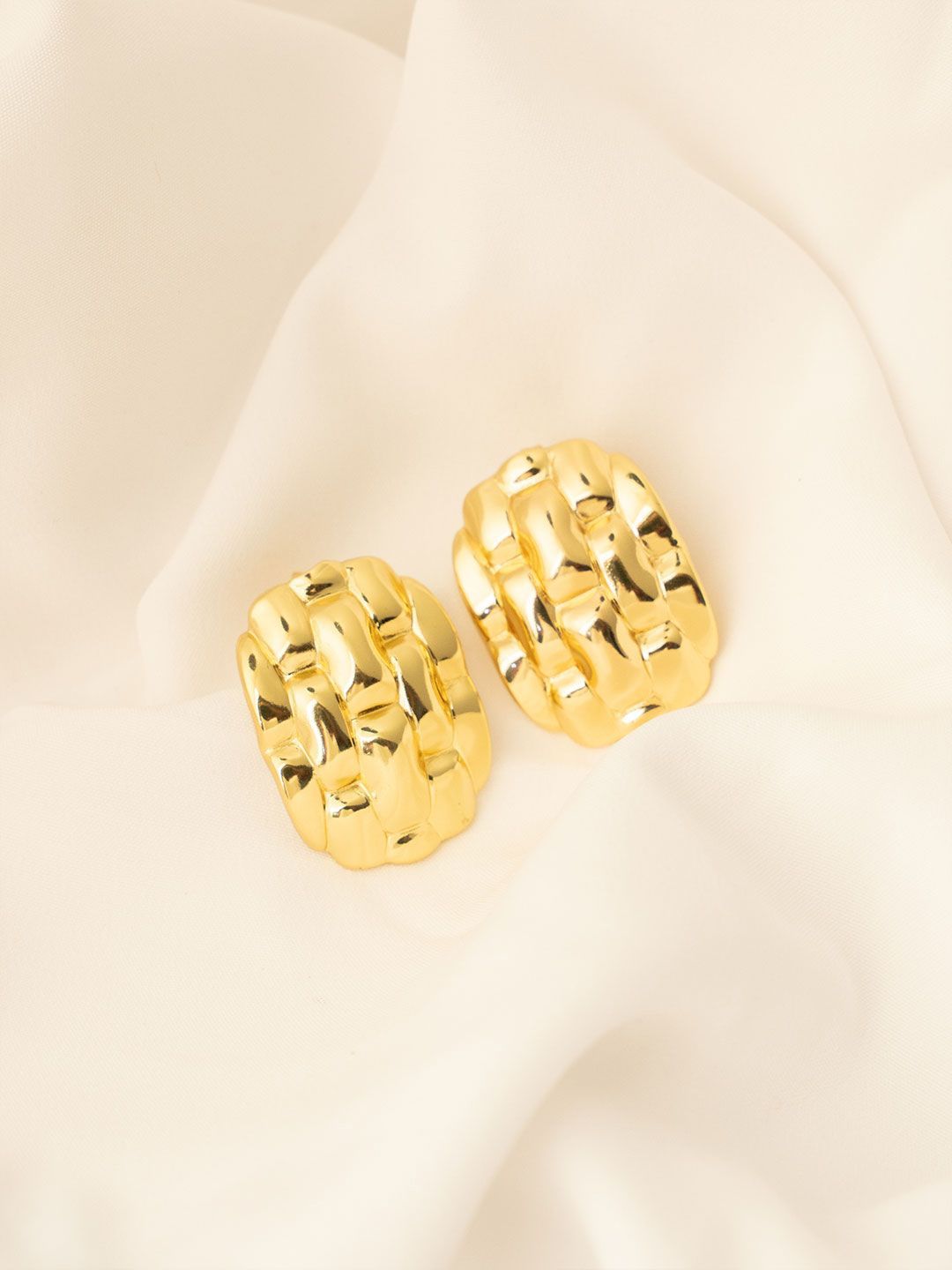 VOGUE PANASH Keluli Tahan Karat Saduran Emas Kontemporari Teroksida Stud