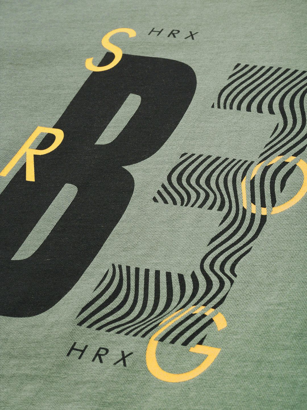 HRX by Hrithik Roshan Men Olive Green Solid Bio-Wash Running Tshirt