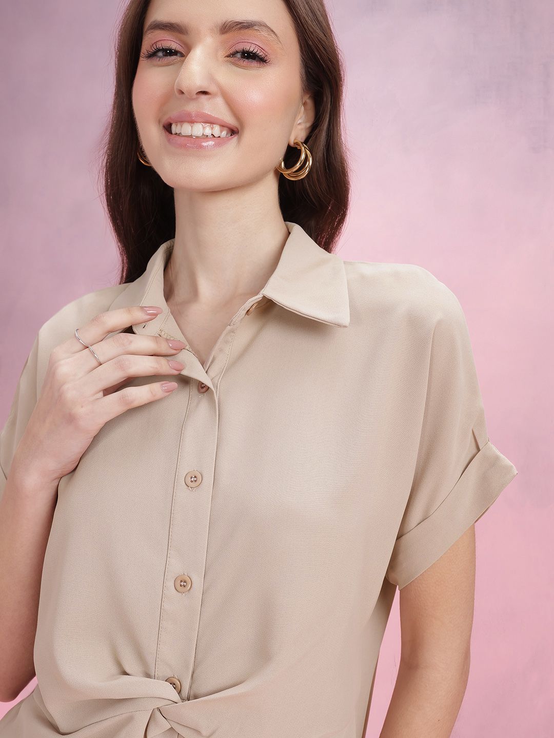 DressBerry Twisted Detailed Shirt-Style Dress
