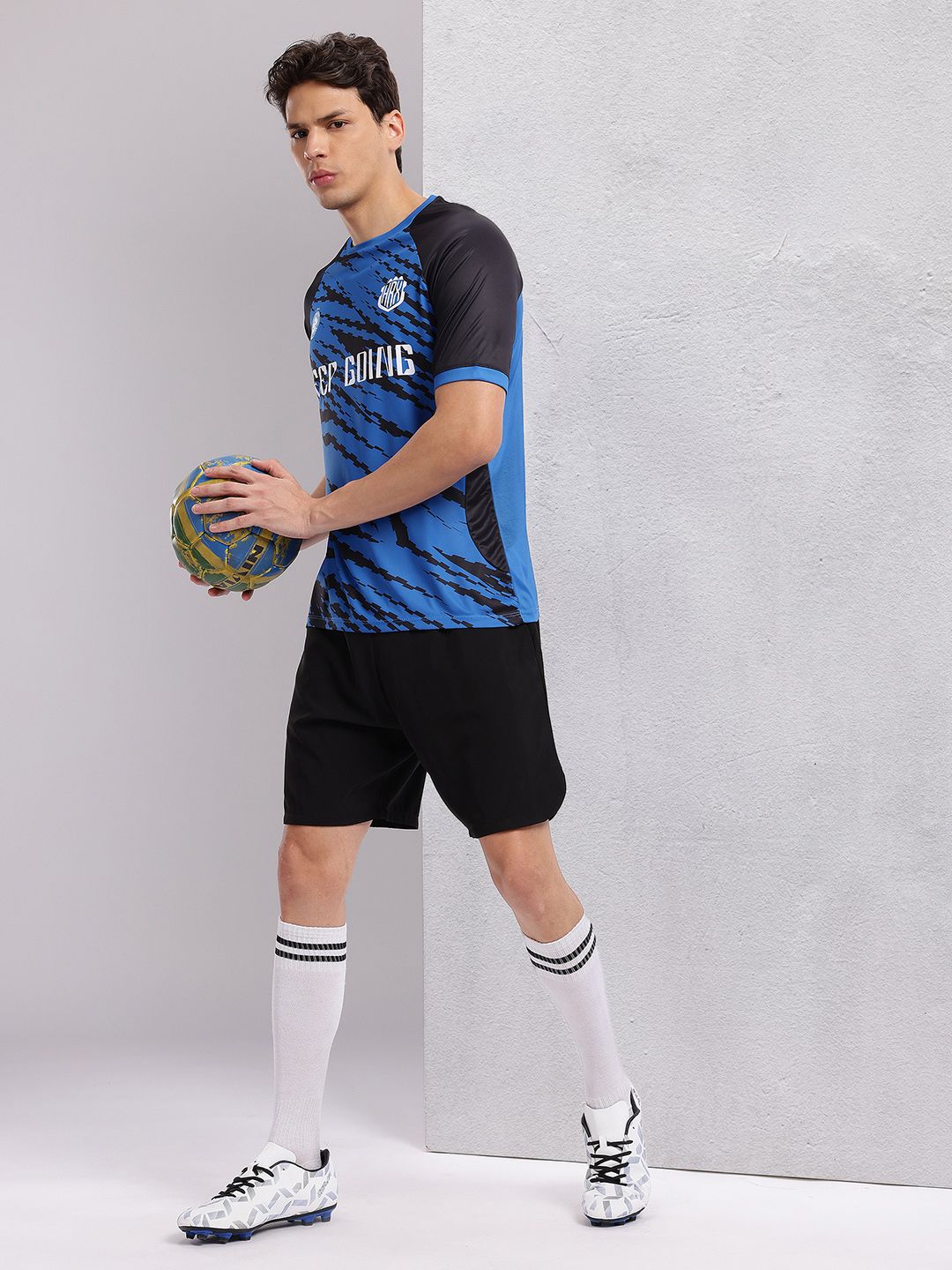 HRX by Hrithik Roshan Abstract Print Colourblocked Football T-shirt