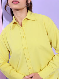 Tokyo Talkies Yellow Self Design Shirt With Trousers