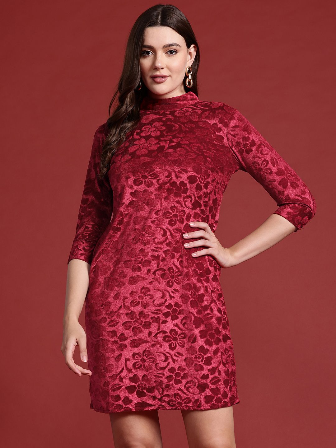 all about you Floral Velvet Sheath Dress