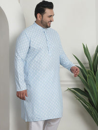 SOJANYA PLUS PLus Size Ethnic Motifs Printed Band Collar Long Sleeves Straight Kurta