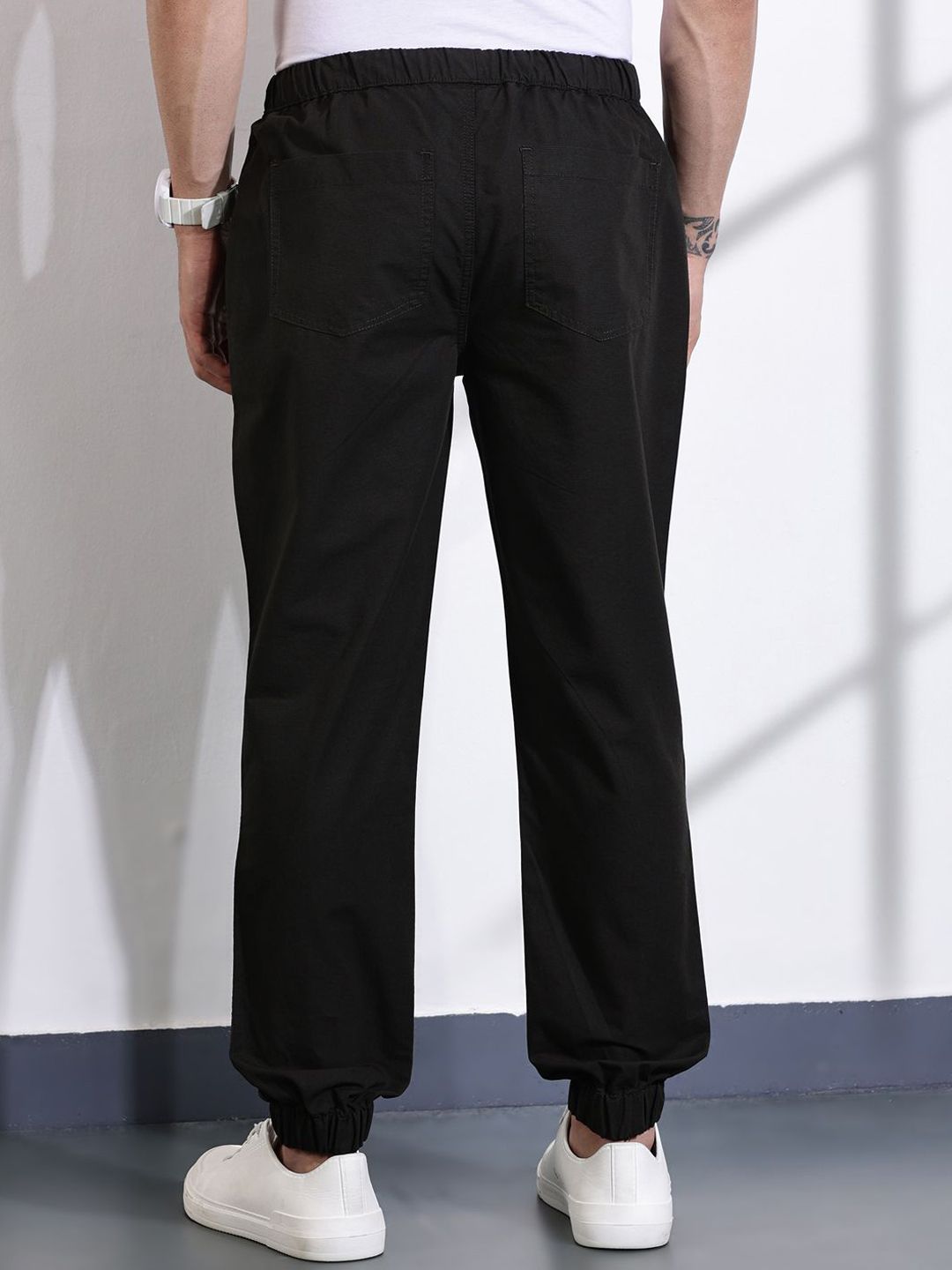 Thomas Scott Men Classic Slim Fit Mid-Rise Cotton Joggers Trousers