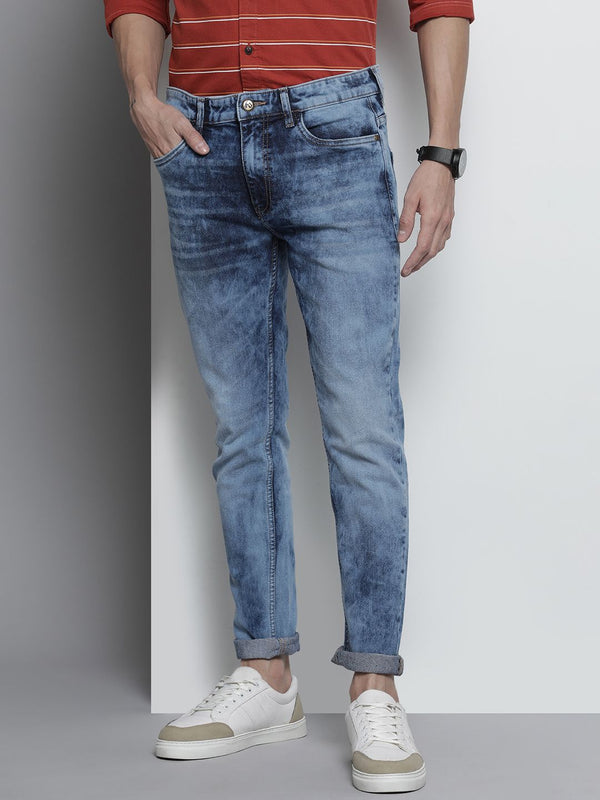 The Indian Garage Co Men Blue Slim Fit Light Fade Stretchable Jeans