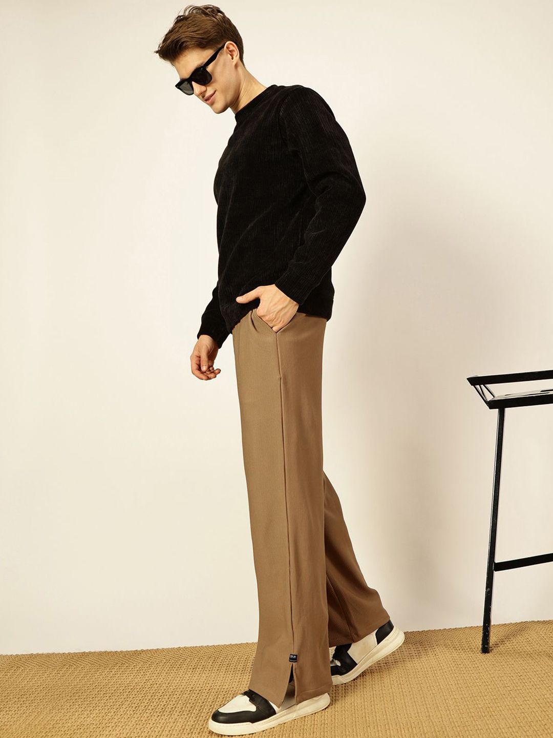 Thomas Scott Men Smart Loose Fit Parallel Trousers