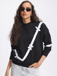 DressBerry Knit City Vibes Contrast Bow Detail Sweatshirt