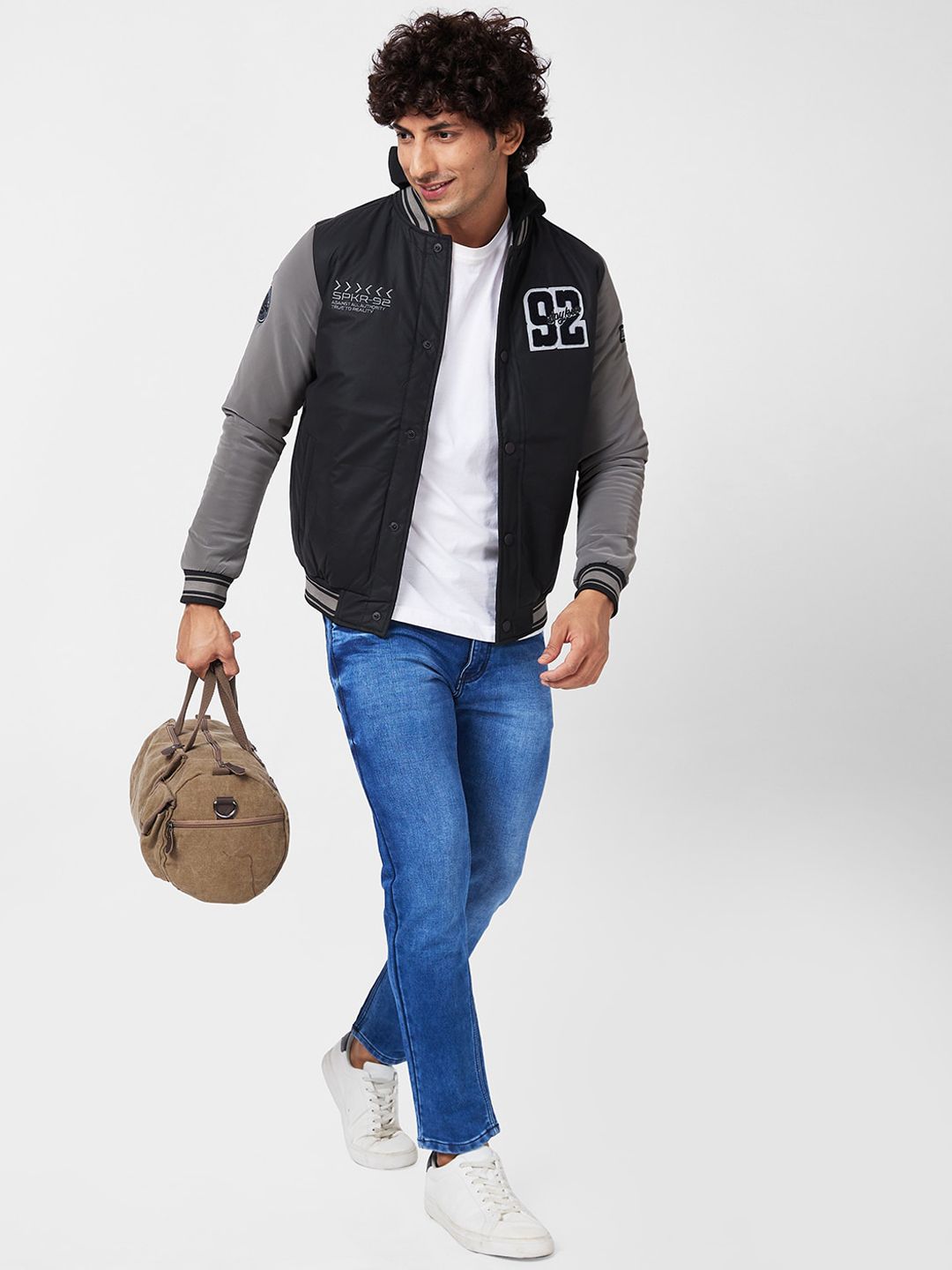 SPYKAR Colourblocked Bomber With Patchwork Jacket