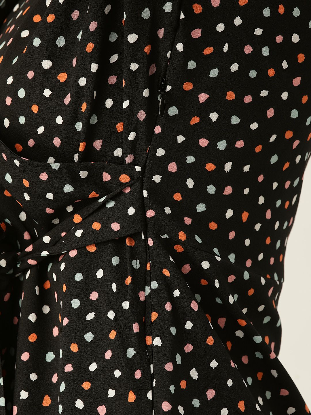 DressBerry Women Black & White Printed Wrap Belted Dress