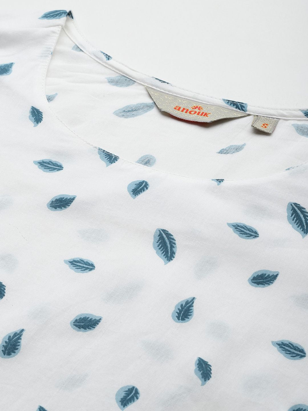 Anouk Floral Printed Regular Cotton Kurta with Trousers & With Dupatta