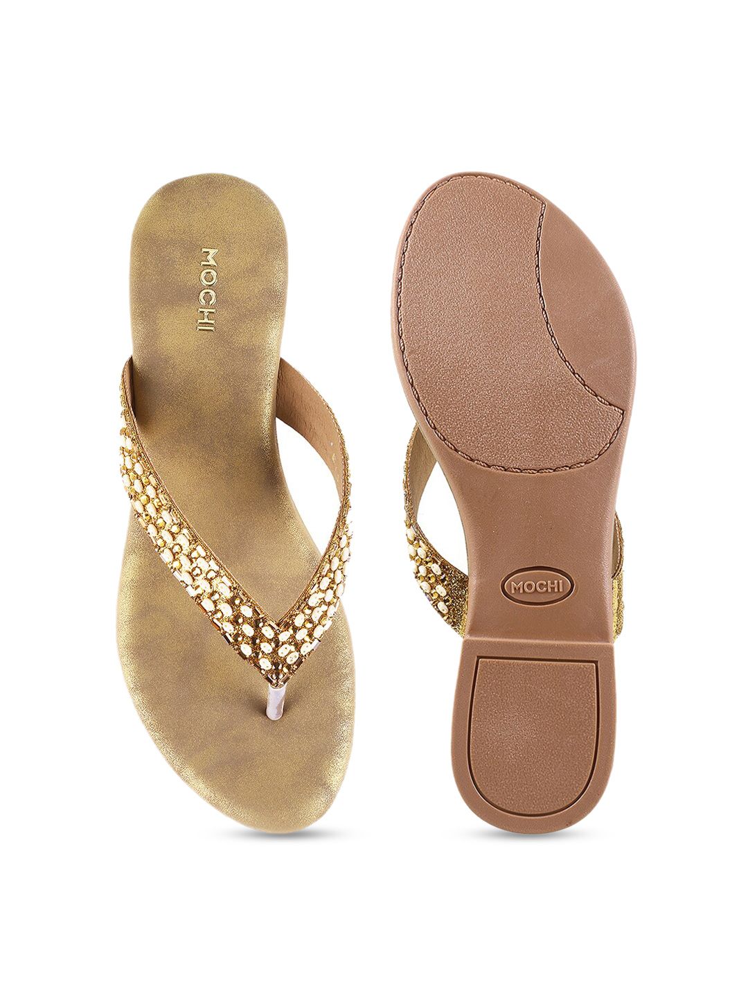 Mochi Embellished Open Toe Flats