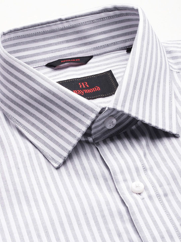 Raymond Opaque Striped Pure Cotton Formal Shirt