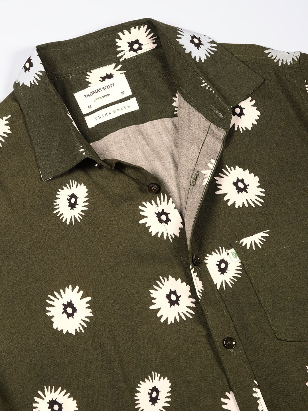 Thomas Scott Spread Collar Short Sleeves Premium Slim Fit Floral Printed Casual Shirt