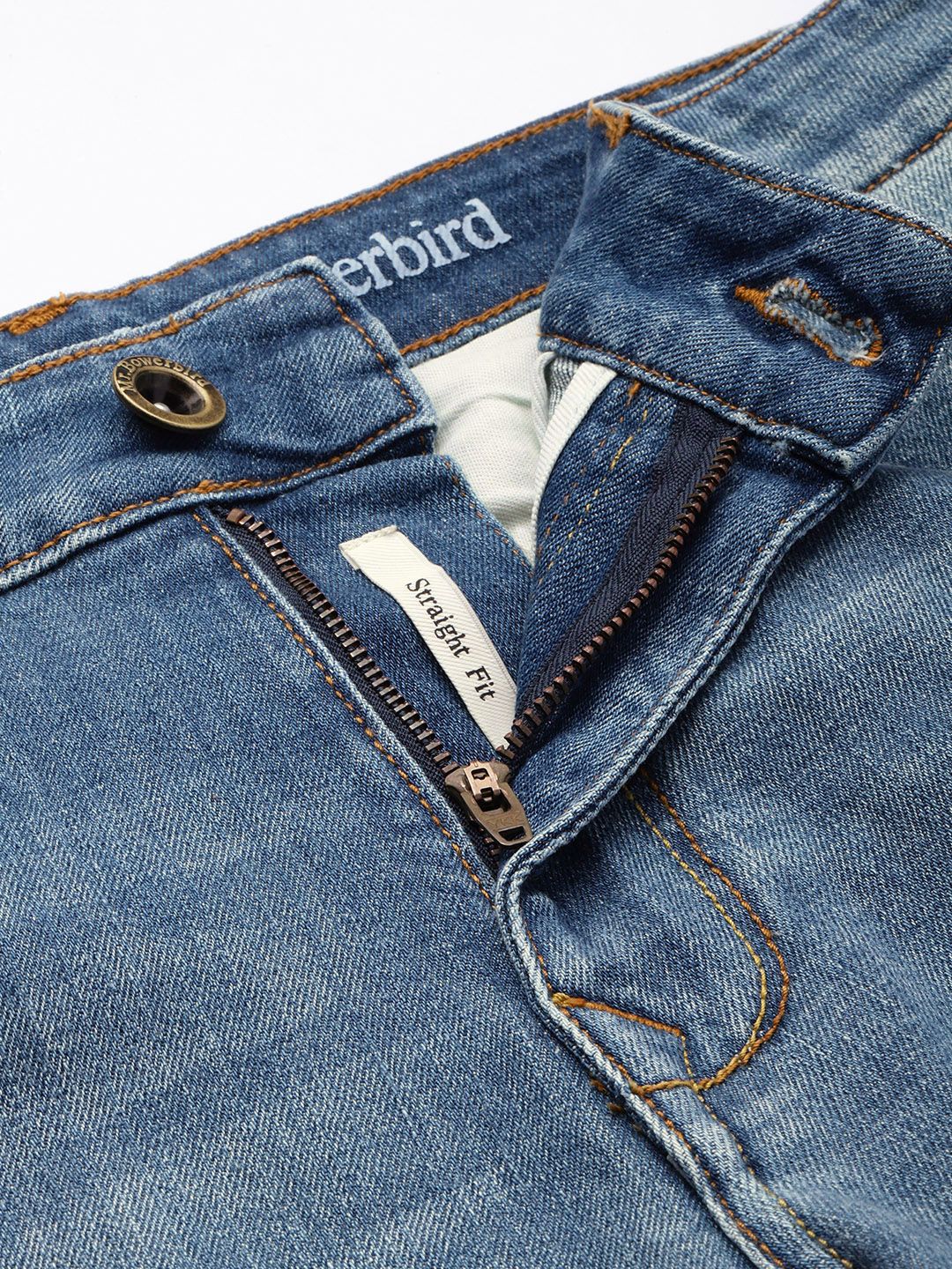 Mr Bowerbird Men Straight Fit Mildly Distressed Light Fade Mid-Rise Stretchable Jeans