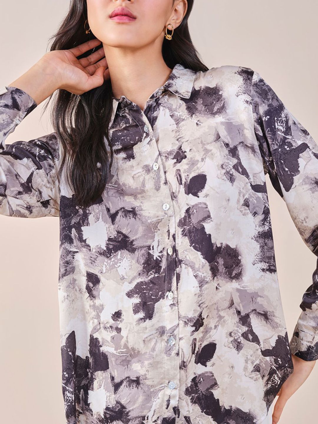 AND Women Floral Print Long Sleeve Shirt Style Top