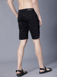 HIGHLANDER Men Black Printed Slim Fit Regular Shorts