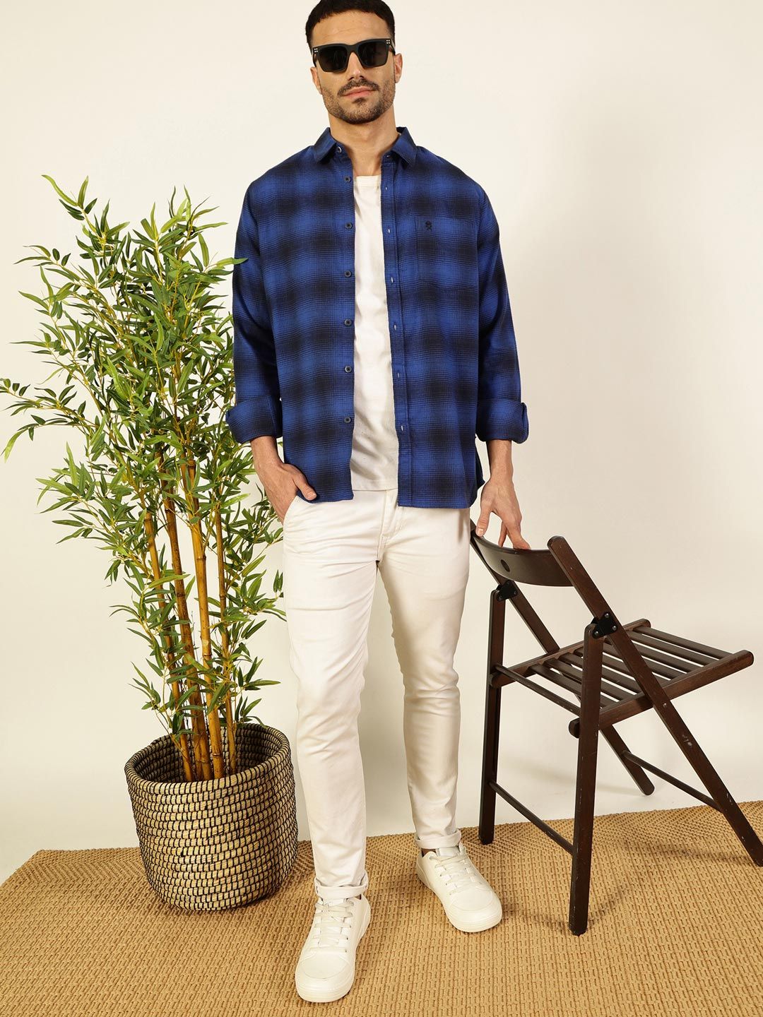 Thomas Scott Men Smart Opaque Flannel Checks Casual Shirt