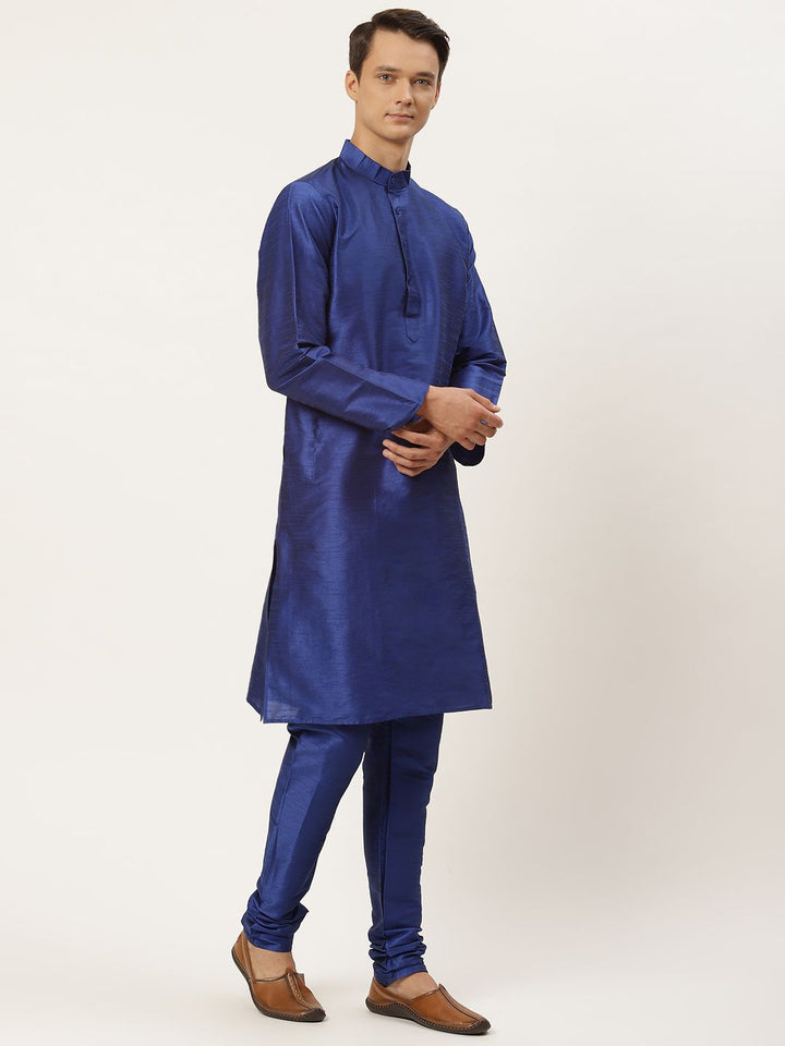 SOJANYA Men Blue Kurta with Churidar & Jacket
