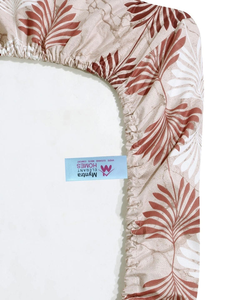 Myntra Elegant Homes Beige Floral 400 TC Single Bedsheet with 1 Pillow Covers