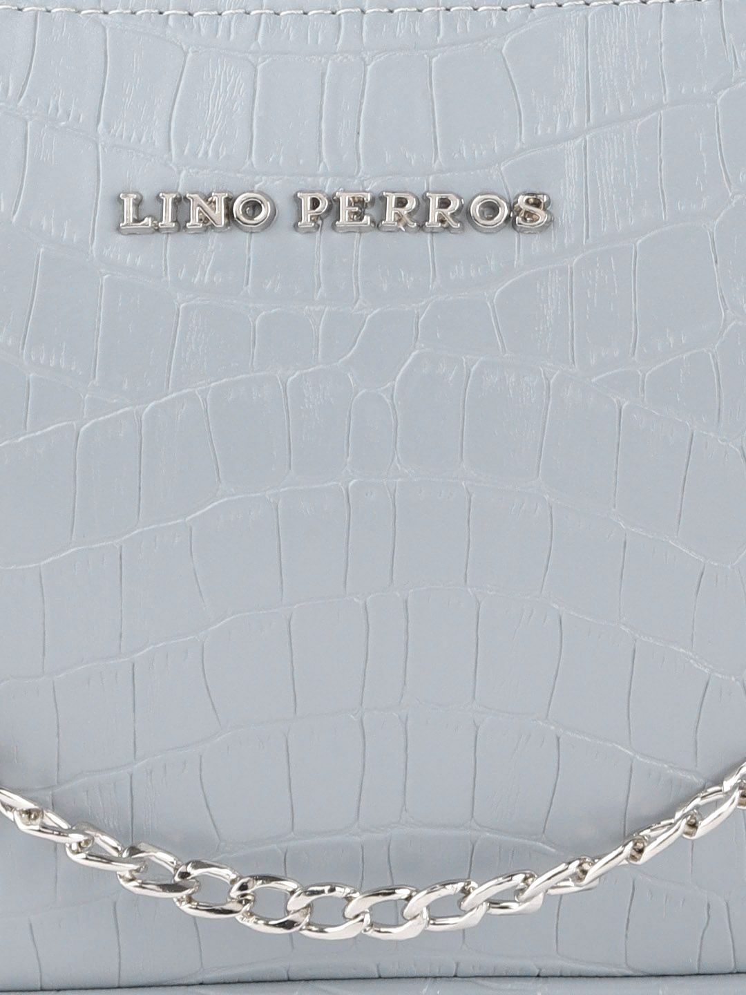 Lino Perros Blue Croc Textured Baguette Bag