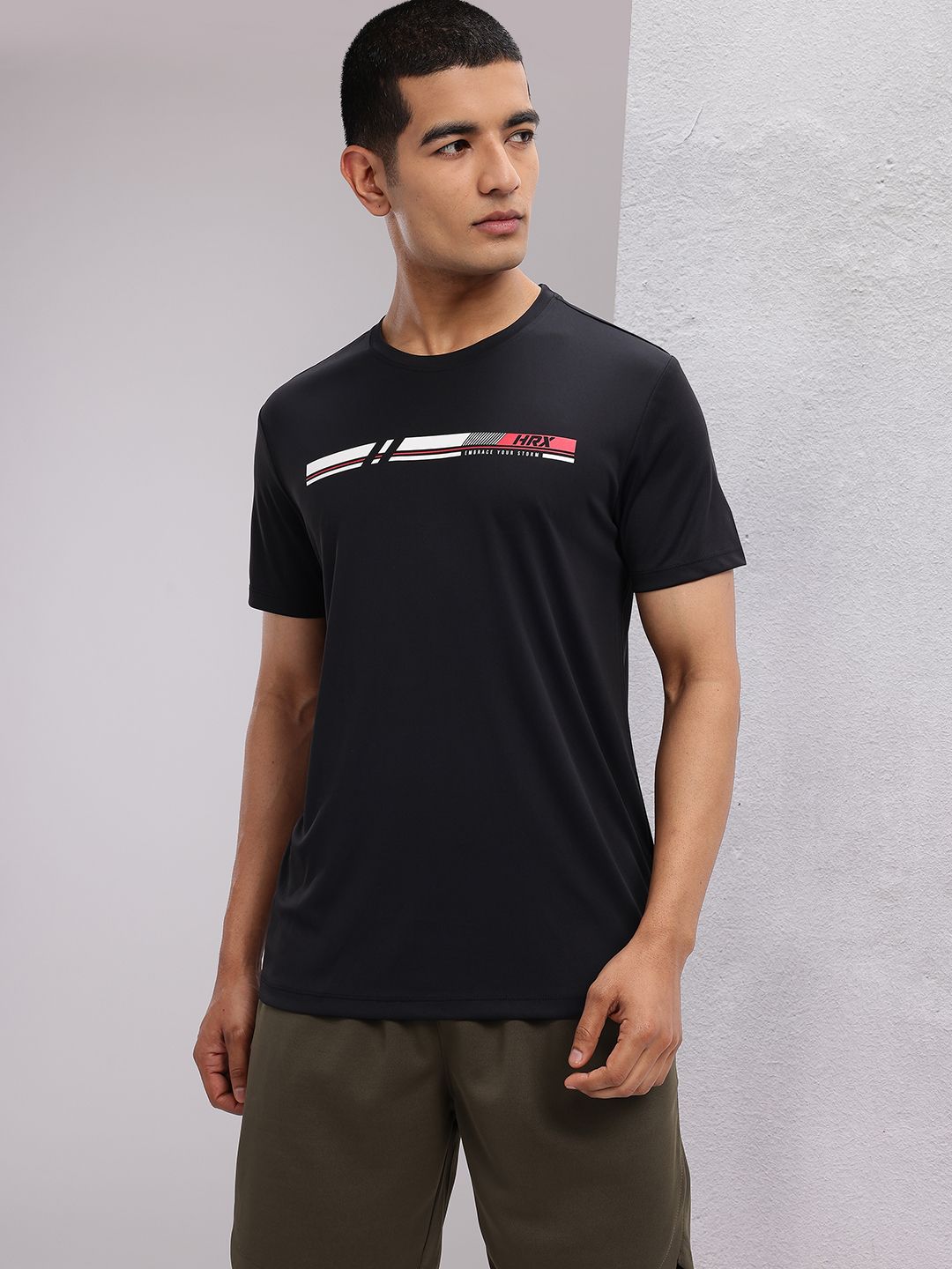 HRX by Hrithik Roshan Men Striped Rapid-Dry Training T-shirt