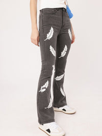 DressBerry Women Soft Touch Flared Fit Light Fade Printed Jeans