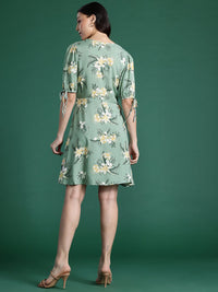 DressBerry Floral Print Puff Sleeve A-Line Dress