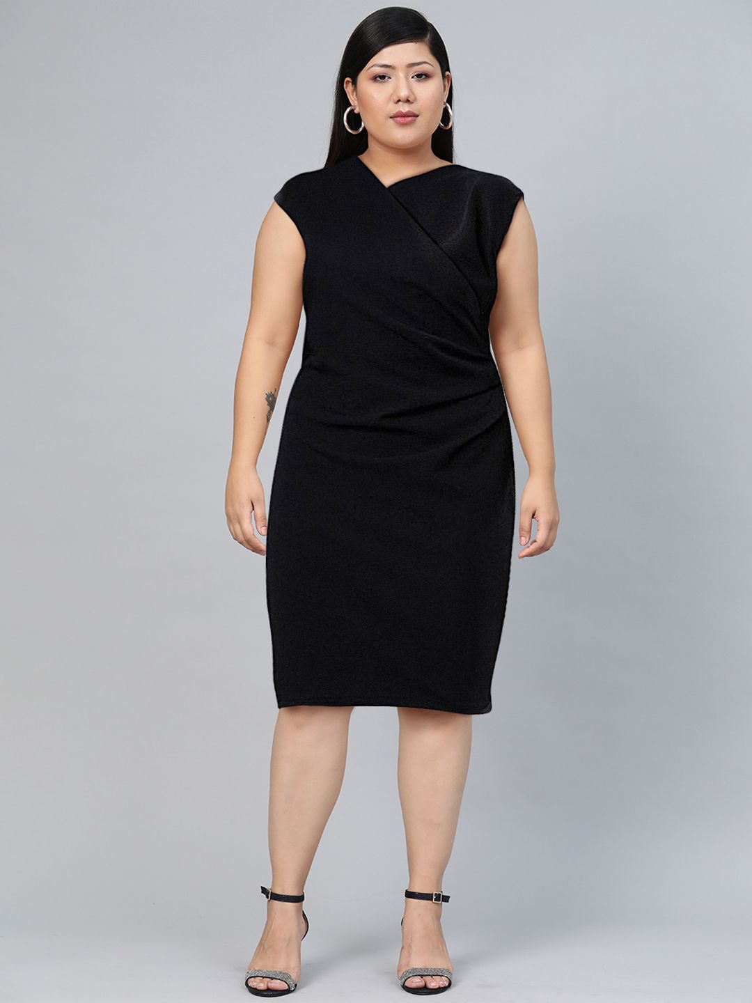CHIC BY TOKYO TALKIES Women Black Solid Wrap Dress