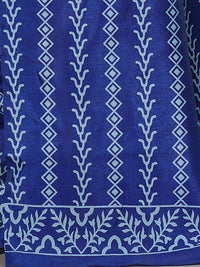 Saree mall Blue & White Ethnic Motifs Printed Art Silk Bagh Sarees