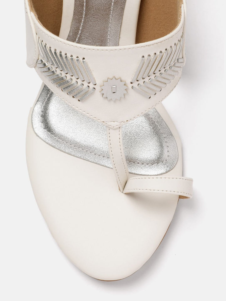 House of Pataudi Sequined Open Toe Block Sandals