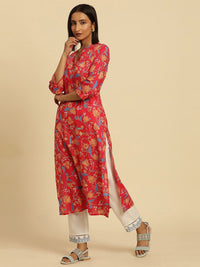 W Floral Printed Cotton Kurta