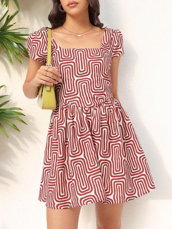 DressBerry Bubbly Boutique Geometric Printed Fit & Flare Mini Dress