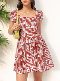 DressBerry Bubbly Boutique Geometric Printed Fit & Flare Mini Dress
