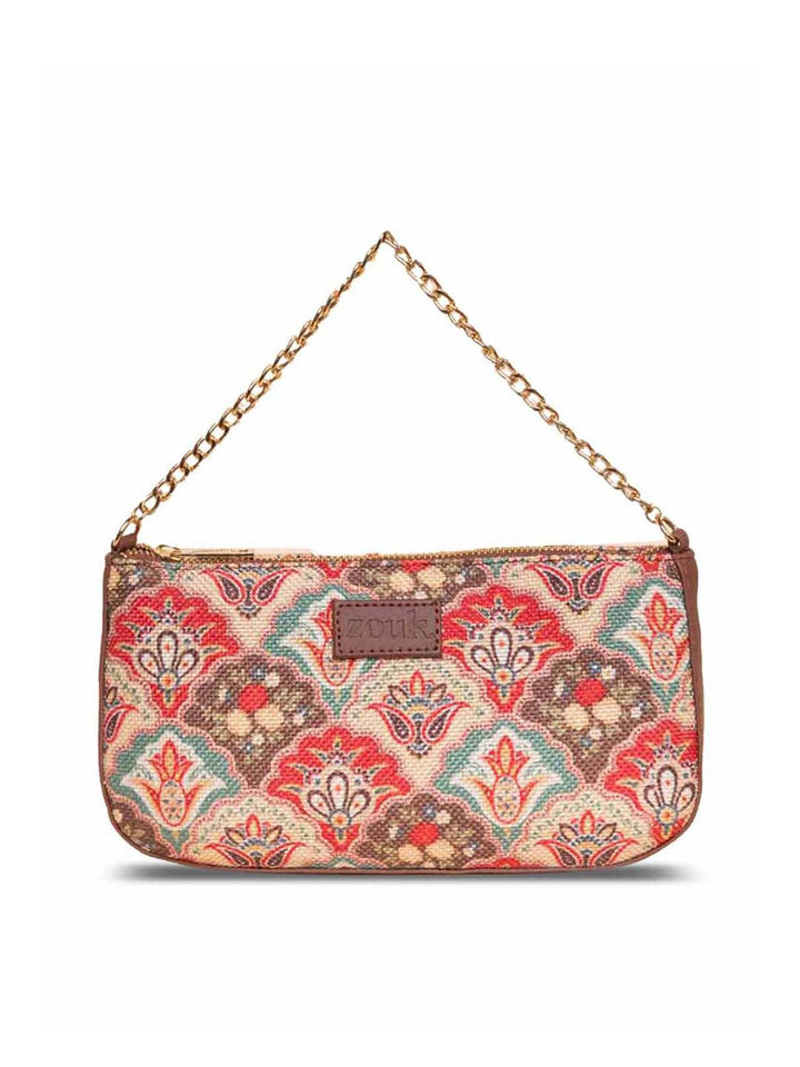 ZOUK Floral Printed Structured Baguette Bag Handbags