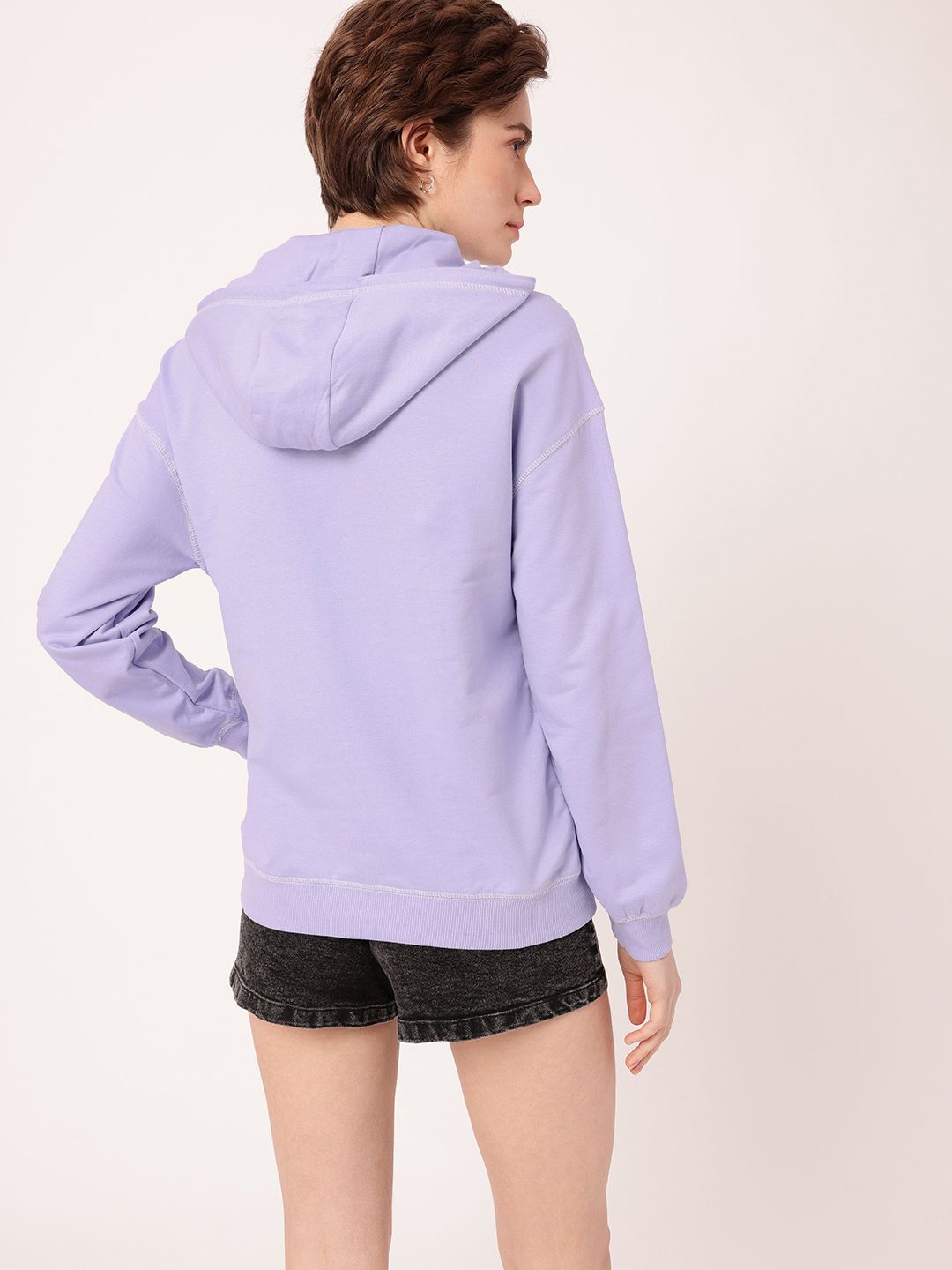 DressBerry Printed Hooded Cotton Terry Relaxed Fit Sweatshirt