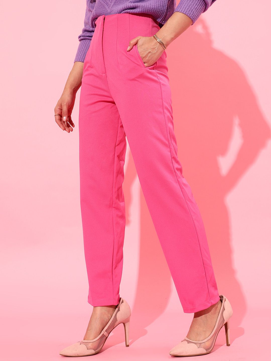 STREET 9 Women Beautiful Pink Solid Trousers