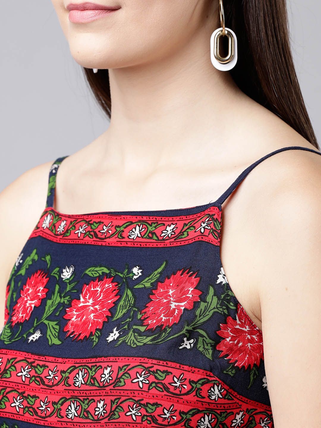 Tokyo Talkies Navy Blue Floral Print Maxi Dress
