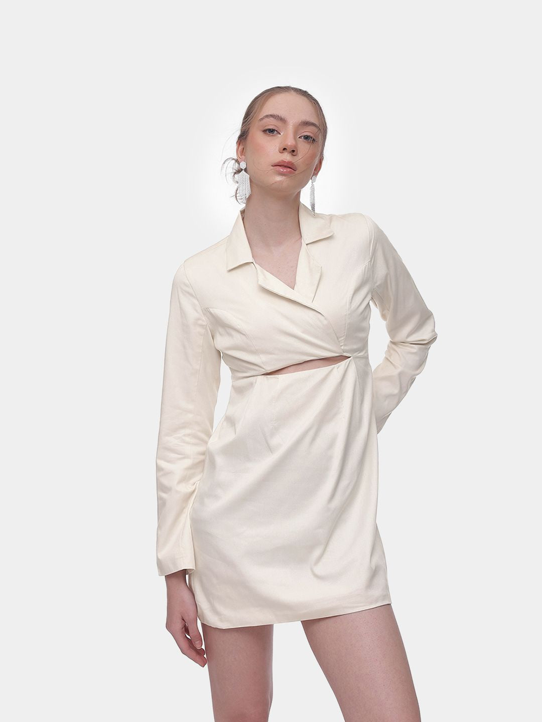 French Connection Lapel Collar Cut-Outs A-Line Mini Dress