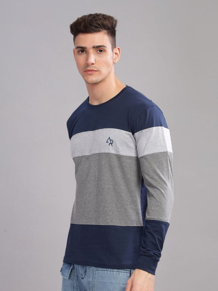 ADRO Men Colourblocked Round Neck T-shirt