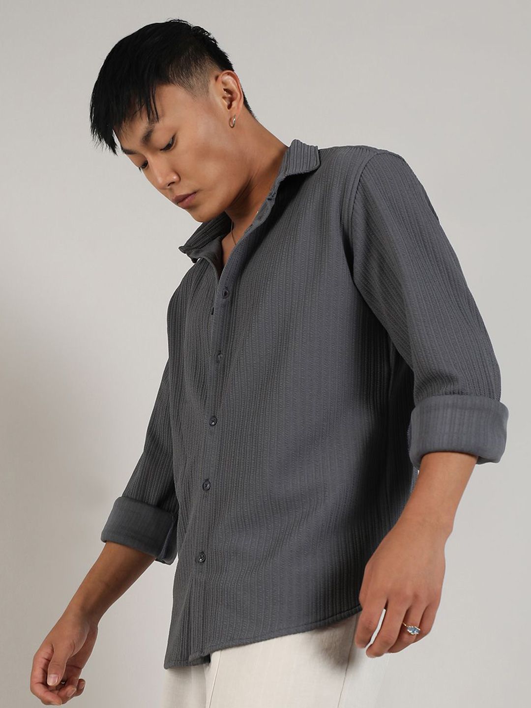 Campus Sutra Comfort Spread Collar Long Sleeves Casual Shirt