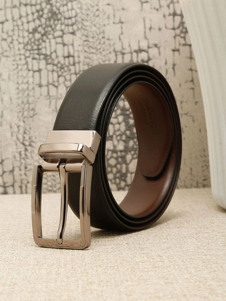 Teakwood Leathers Men Textured Leather Reversible Formal Belt
