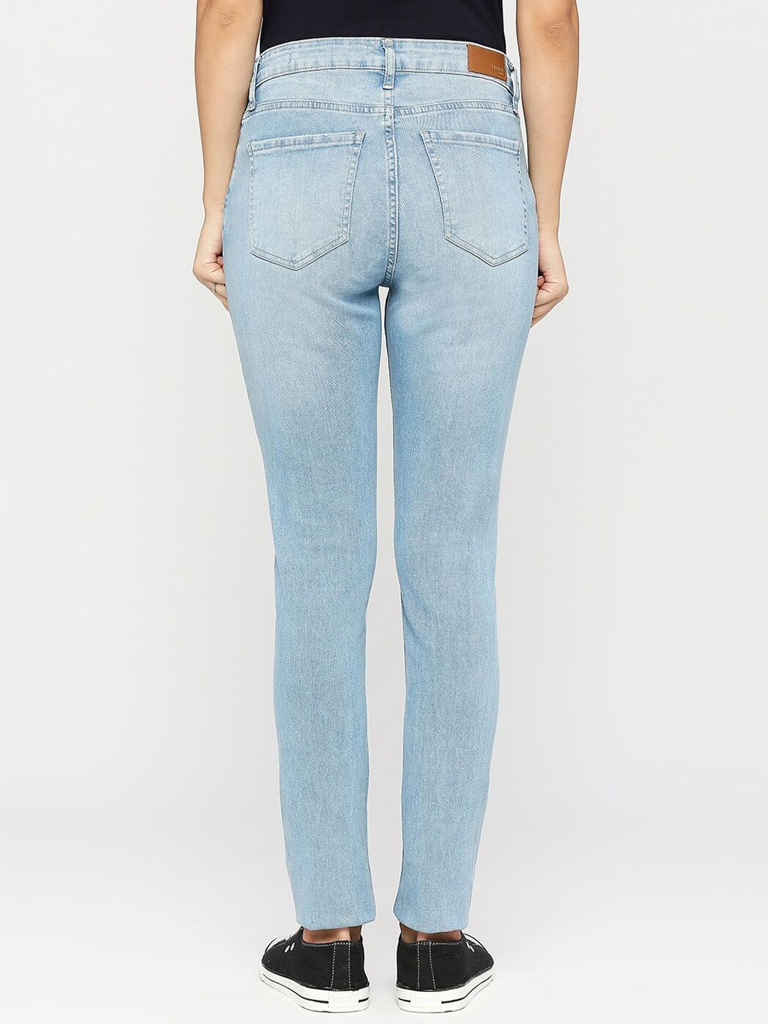 SPYKAR Women Mid-Rise Light Shade Light Fade Slash Knee Ripped Adora Non Stretchable Jeans - Skinny Fit