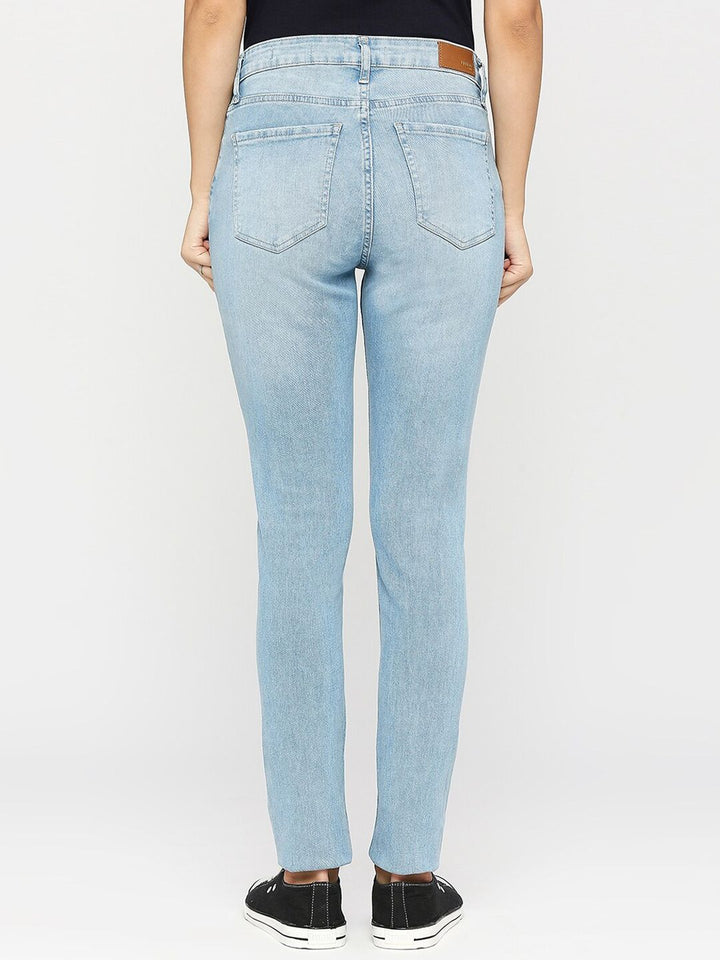 SPYKAR Women Mid-Rise Light Shade Light Fade Slash Knee Ripped Adora Non Stretchable Jeans - Skinny Fit