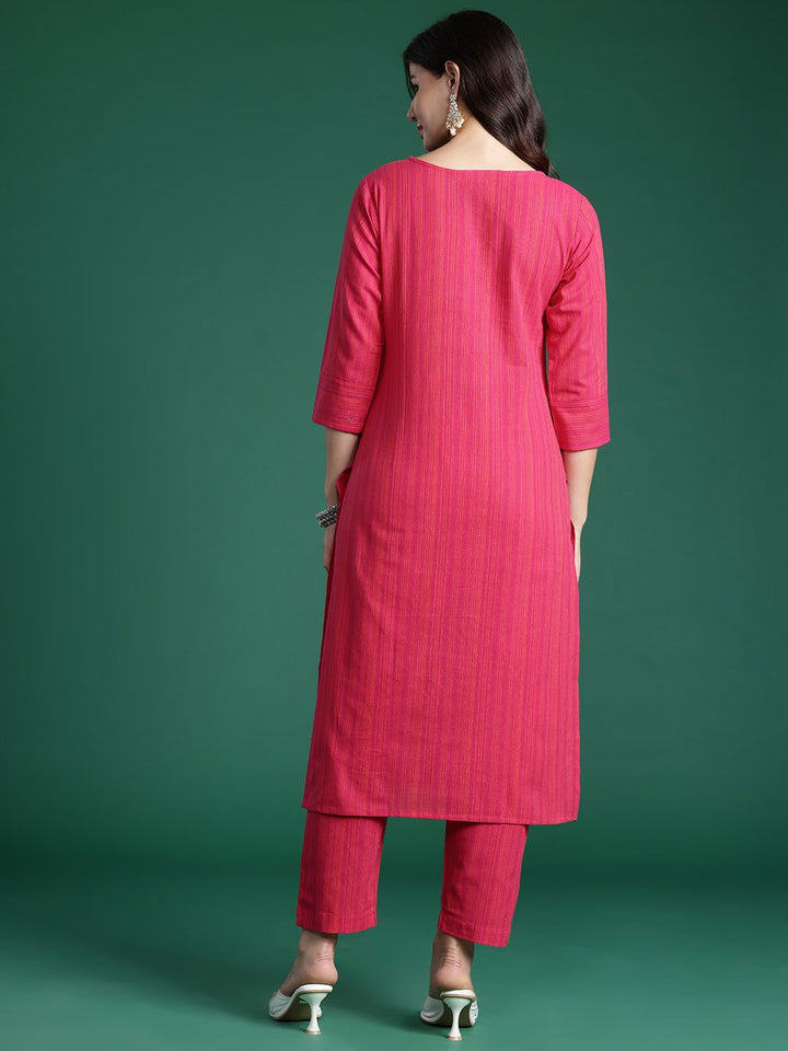 Indo Era Floral Embroidered Thread Work Pure Cotton Kurta with Trousers