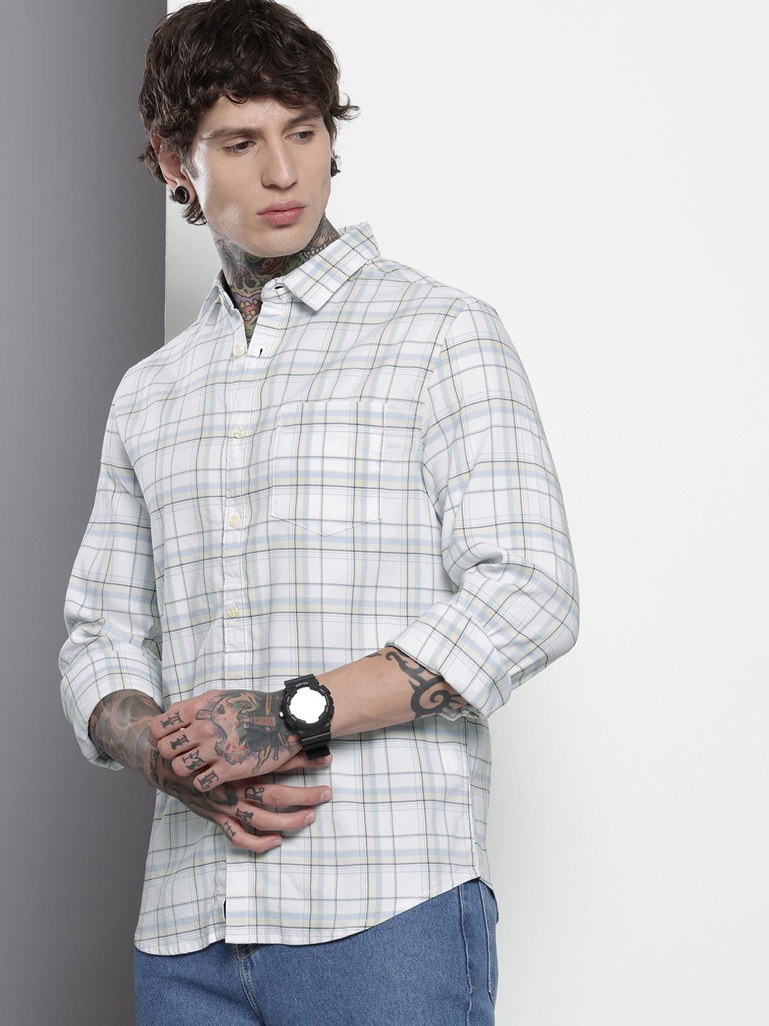 The Indian Garage Co Slim Fit Checked Casual Shirt