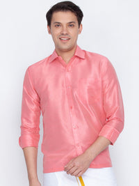VASTRAMAY Men Pink Standard Regular Fit Solid Casual Shirt
