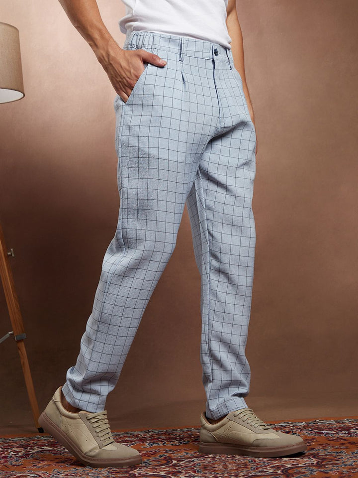 Campus Sutra Men Checked Comfort Regular Trousers
