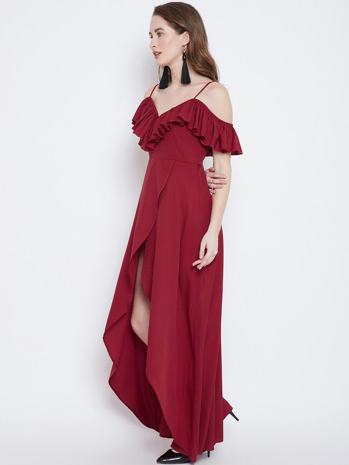 Berrylush Women Red Solid Maxi Dress