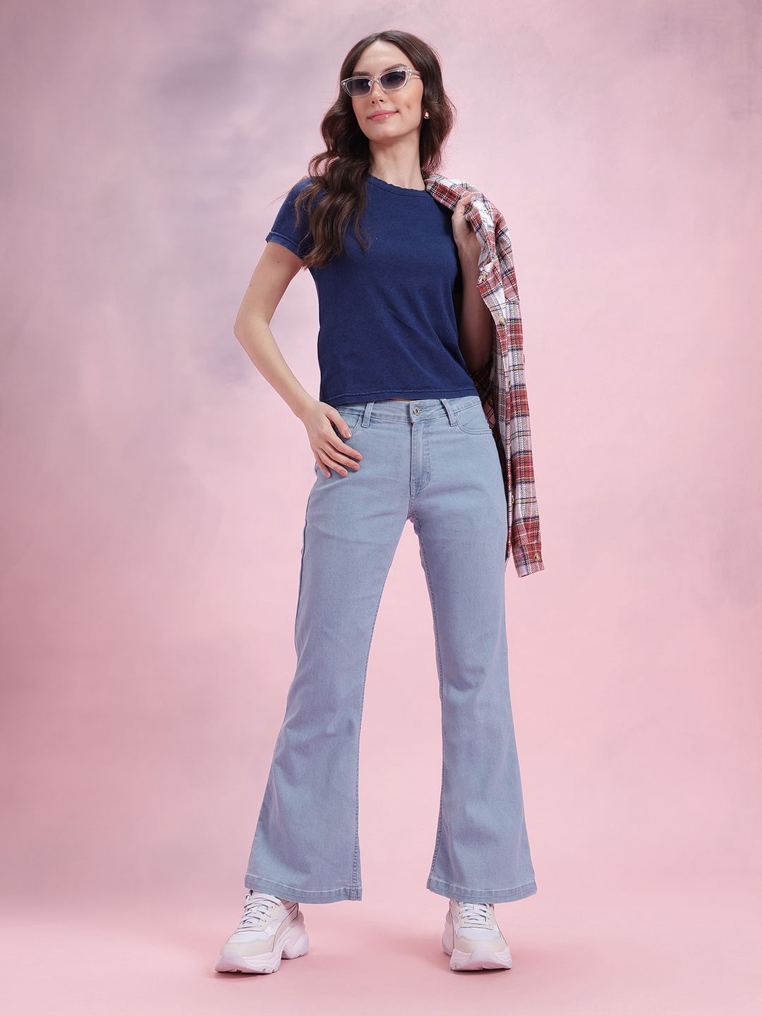 DressBerry Women Wide Leg Mid-Rise Jeans