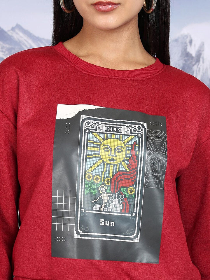 Tokyo Talkies Graphic Printed Round Neck Pullover